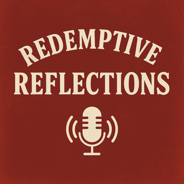 Redemptive Reflections podcast cover, a cream microphone on a deep red field.